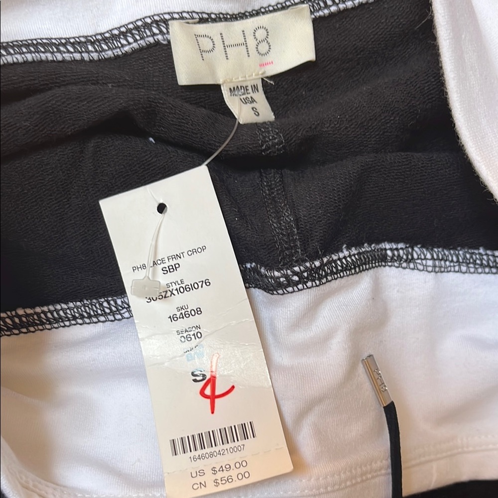 Black and White Ankle Cropped Pants with Tie Detail - Picture 2 of 6